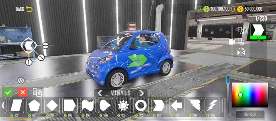 Easy & Smart Way to Buy and Sell Cars in CPM 2 – 2025 Latest Guide 2 Customizing vinyl designs on a blue car in Car Parking Multiplayer 2 (CPM 2), showcasing the buy and sell cars feature.